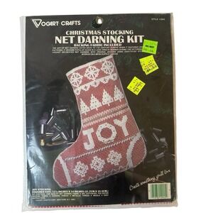 "Christmas Joy Stocking" Net Darning #2945 Craft Kit 12.5 X 14" by Vogart Crafts